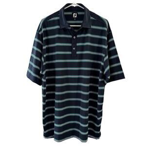 FootJoy Men’s Striped Polo Shirt Lightweight Blue Size XL